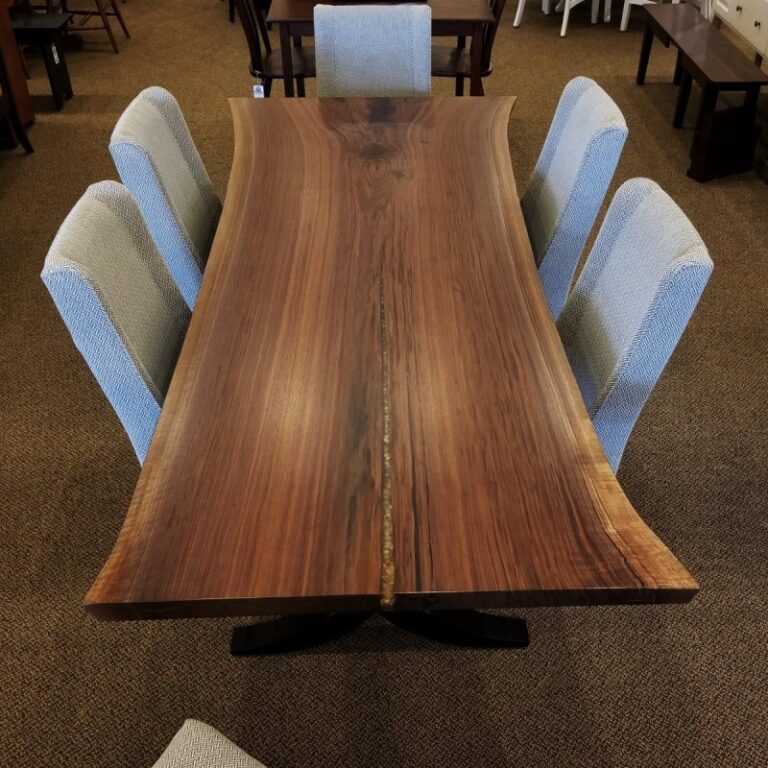 40" x 96" Walnut Live Edge SLAB Table Set