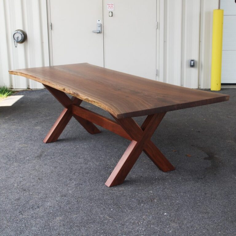 34" x 96" Walnut Live Edge Trestle Table