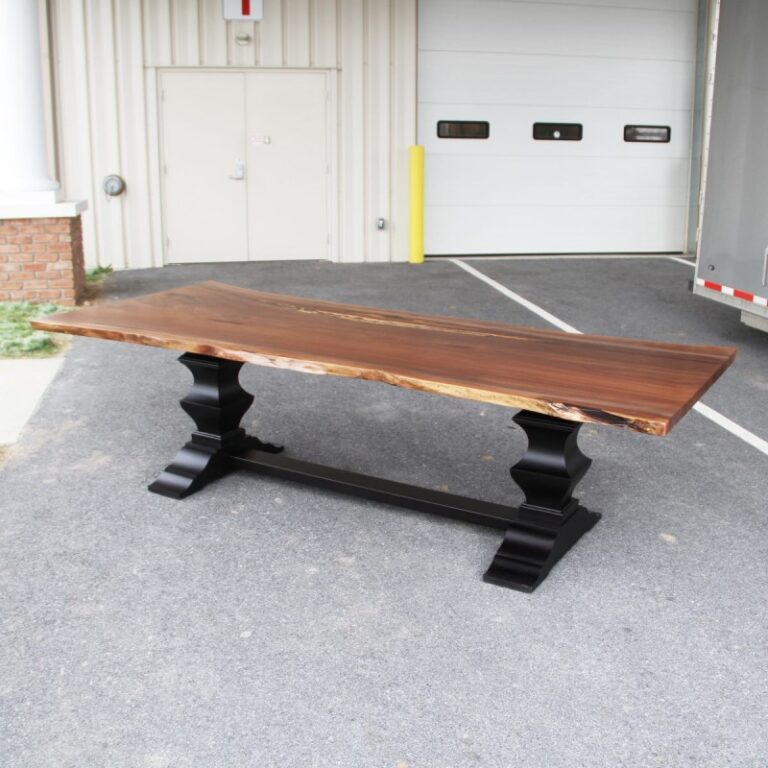38" x 108" Walnut Live Edge Trestle Table