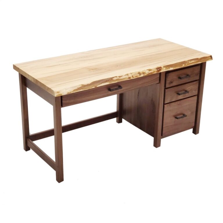 Walnut & Wormy Maple Live Edge Desk