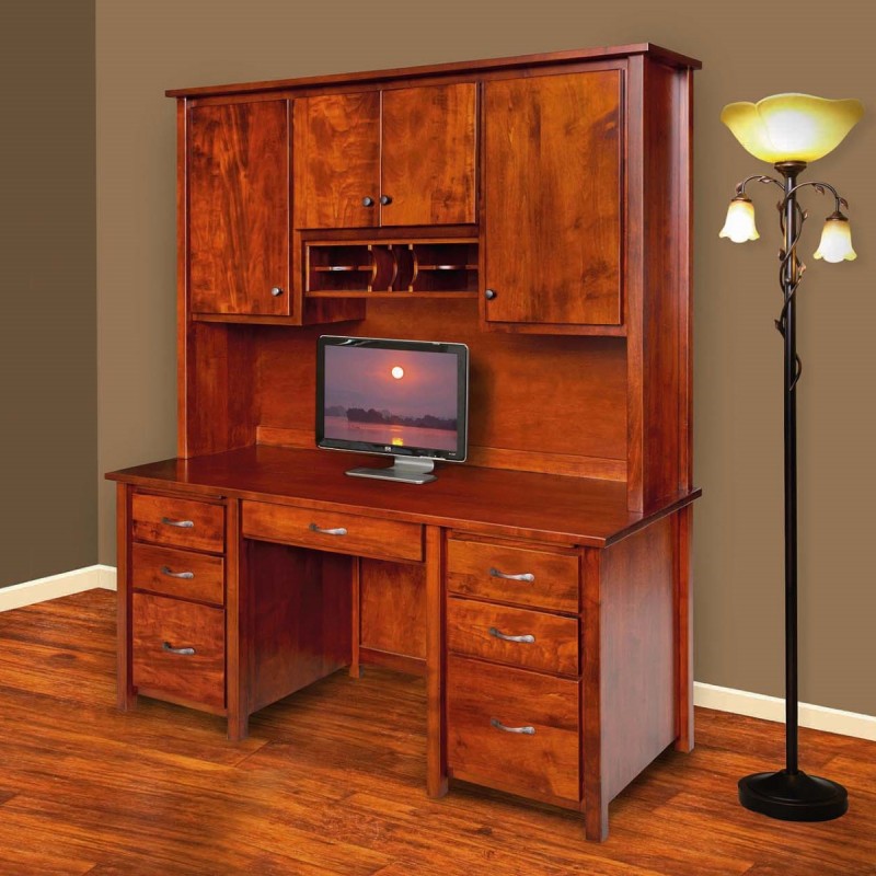 Boyer Ave Double Pedestal Desk with Hutch Image