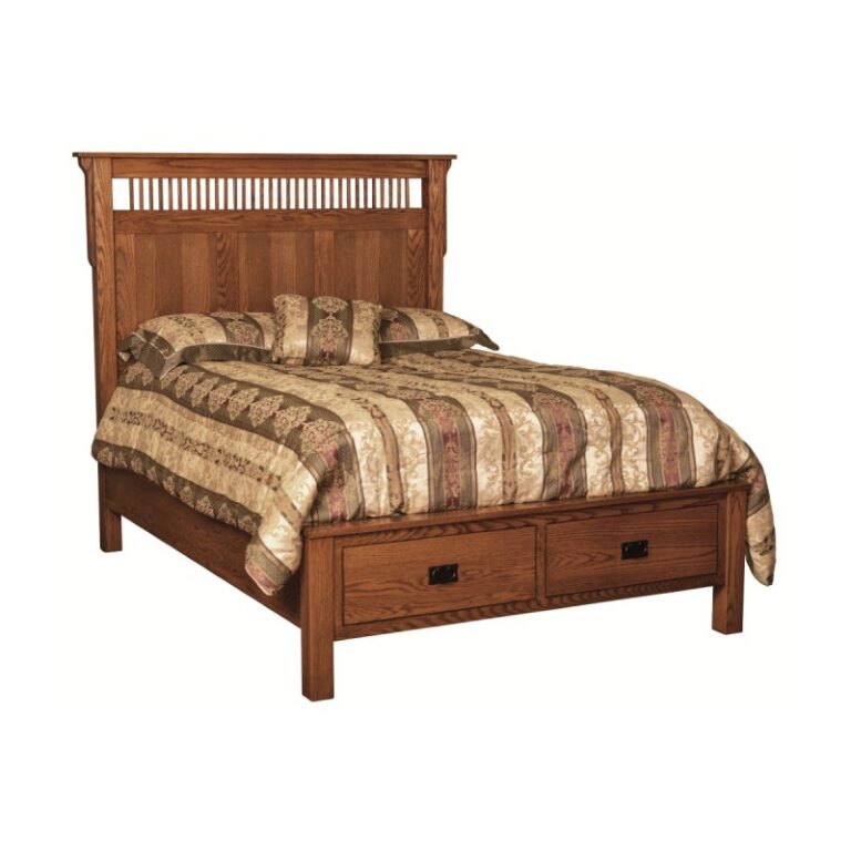 Mission Bed with Two Drawers