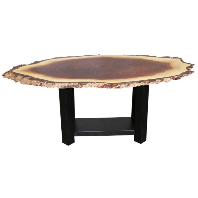 Walnut Live Edge Oval Coffee Table w/ Cardinal Base