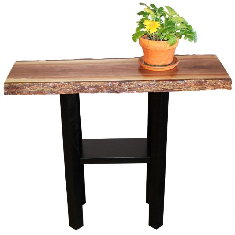 48" x 34" Walnut Live Edge Console Table