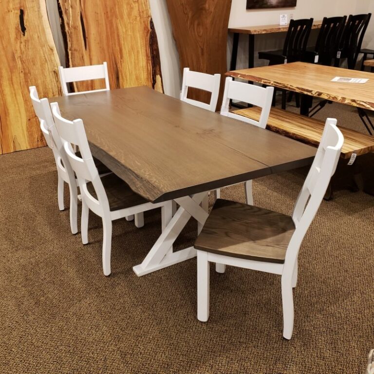 Oak Live Edge Slab Dining Set
