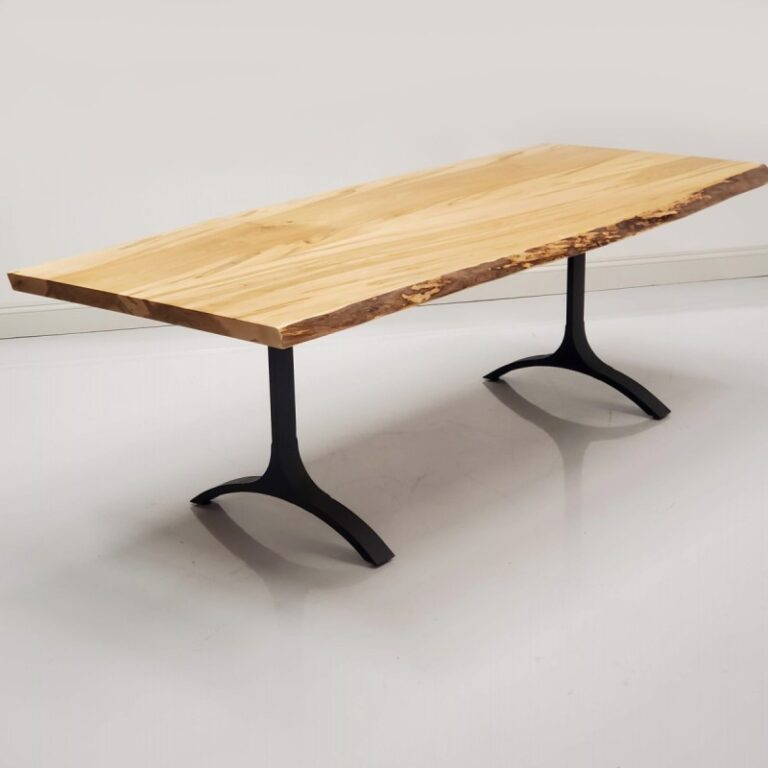 Wormy Maple Live Edge Table with Wishbone Base