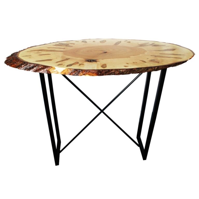 Wormy Maple Live Edge Oval Console Table