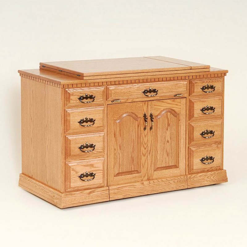 Double Pedestal Sewing Cabinet With Support Top Image