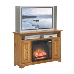 Oak Wood TV Stand w/ Fireplace