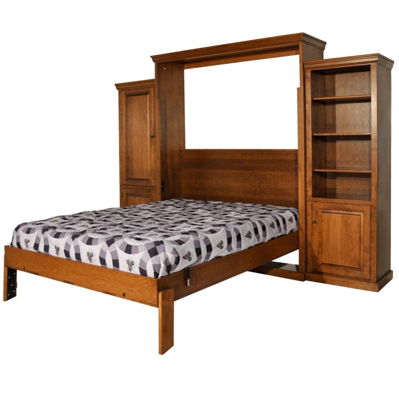 Amish Murphy Wall Bed With Side Cabinets Image