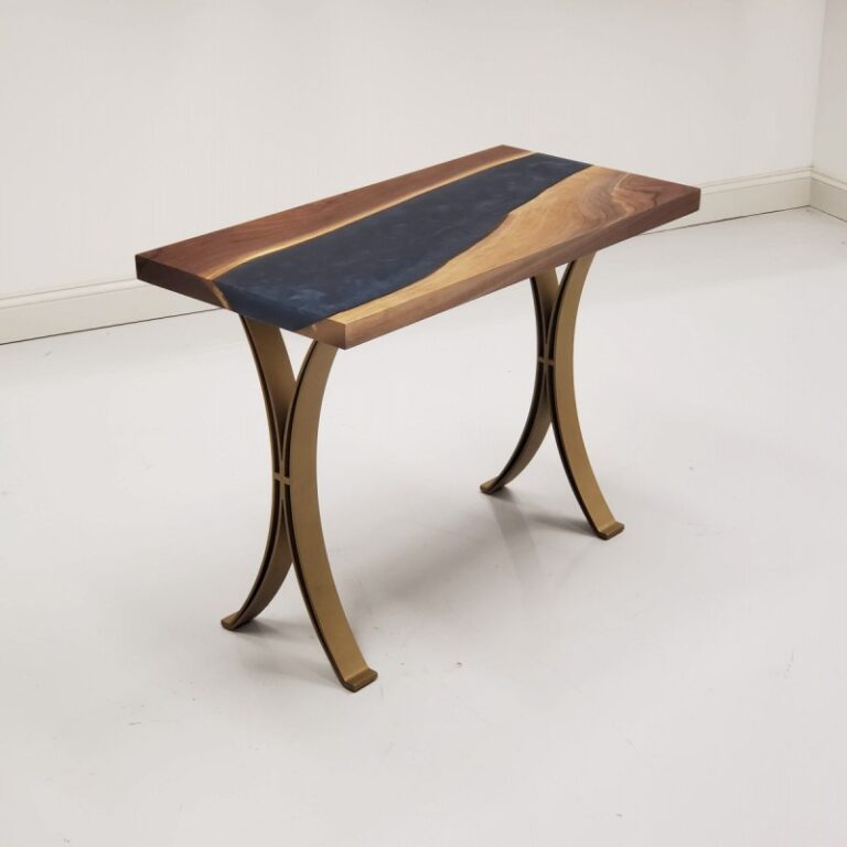 48" x 30" Black Walnut & Epoxy River Hall Table