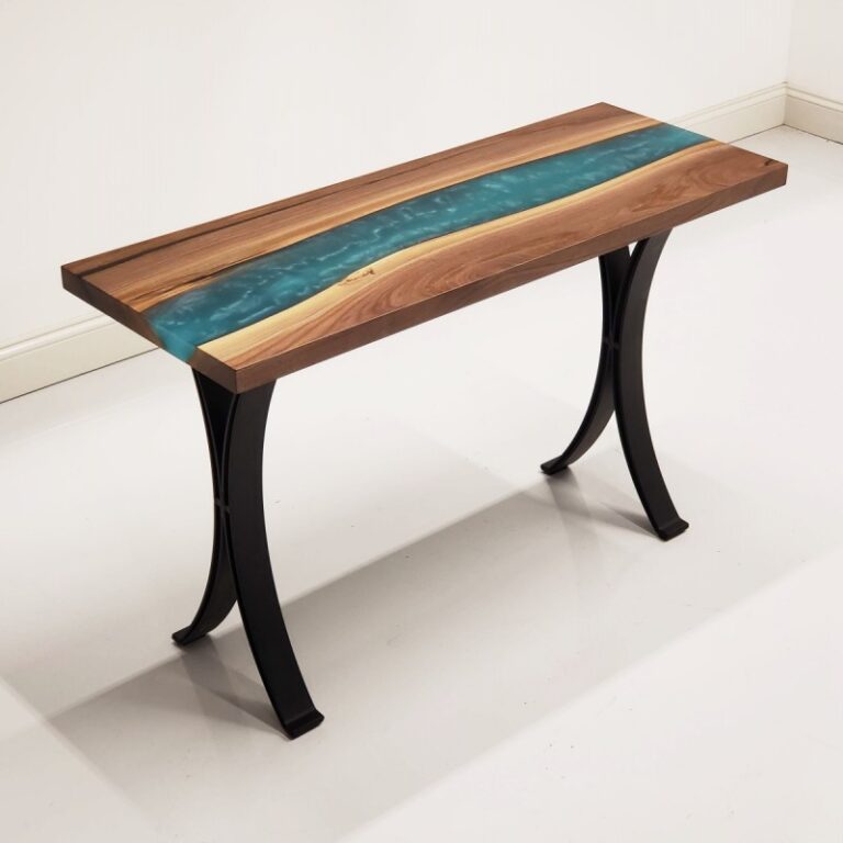 48" x 30" Walnut & Epoxy River Hall Table