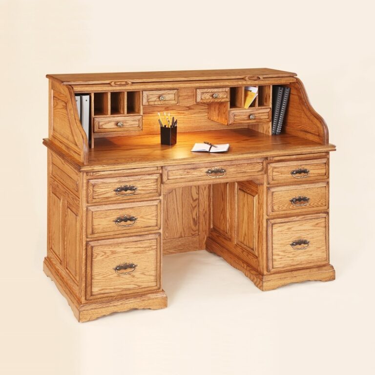 Heritage Raised Panel 55" Roll Top Writing Desk