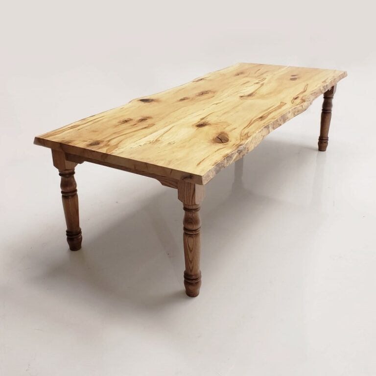 Sycamore Farmhouse Leg Live Edge Table