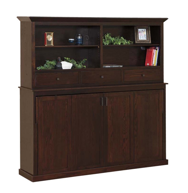 Amish Horizontal Murphy Bed with Top Cabinet Image