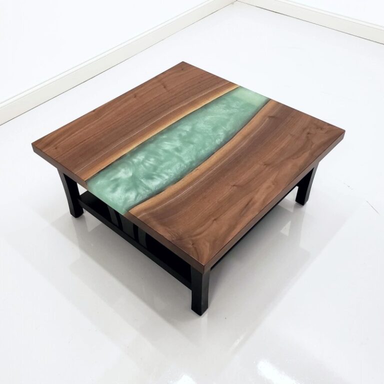 36" x 18" Walnut & Epoxy River Coffee Table