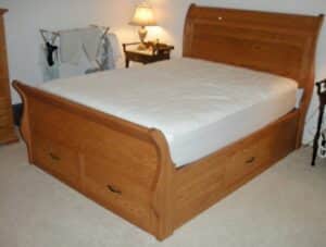 Custom Oak Sleigh Platform Bed Image