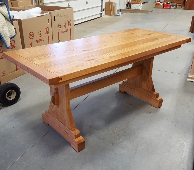 Custom Rustic Oak Trestle Table Image