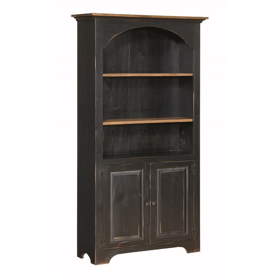Pine Arched 6′ Bookcase With Doors Image