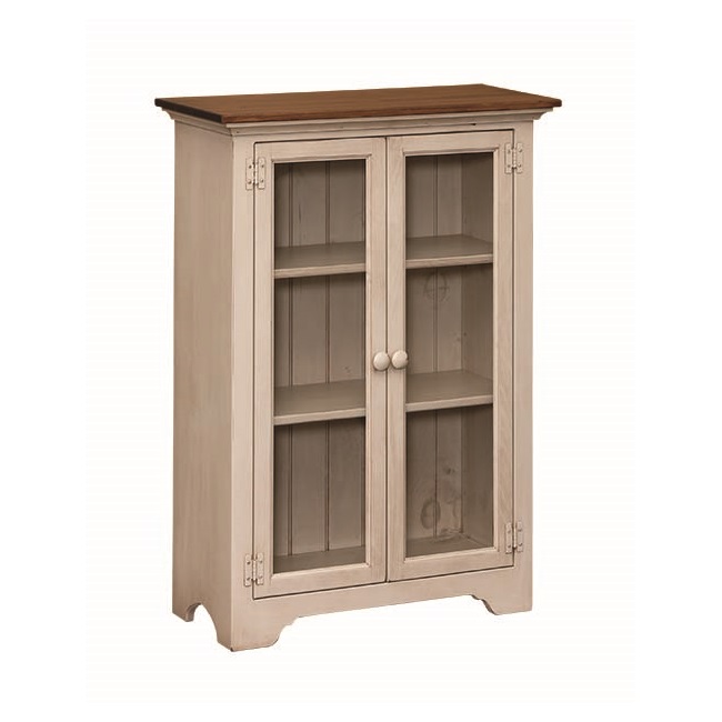 Pine Small Bookcase With Glass Doors Image