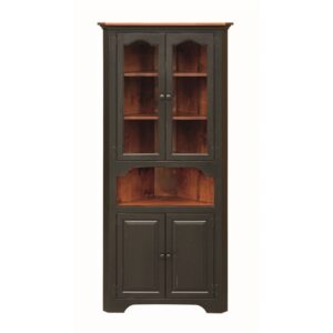 Pine Large Corner Cupboard With Glass Doors