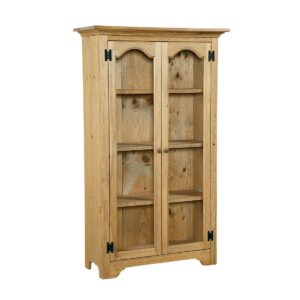 Pine Medium Bookcase With Glass Doors