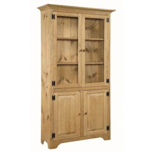 Pine 6' Bookcase With Glass Doors