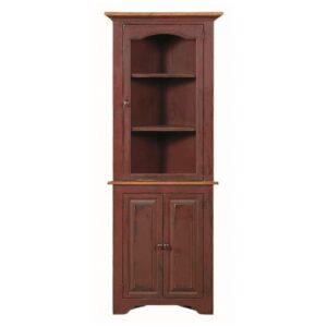 Pine Small Corner Glass Door Cupboard