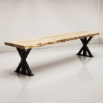 353 1205 1772 Wormy Maple Live Edge Farmhouse X Bench 2 WEB