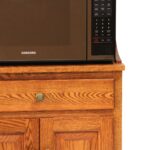 442 130D Oak Microwave Cabinet With Hutch Front Detail WEB