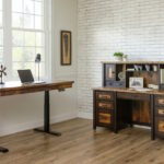 180 1002 Barnwood Adjustable Standing Desk Room Setting
