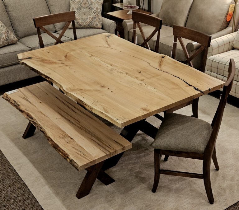 Wormy Maple Bookmatched Live Edge Table Set