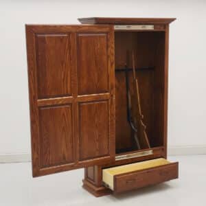 248 XD 5006 FW 40932 Oak Sliding Door Gun Cabinet Boston Stain 1