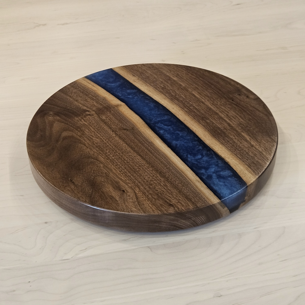 Walnut & Blue Epoxy Lazy Susan Image