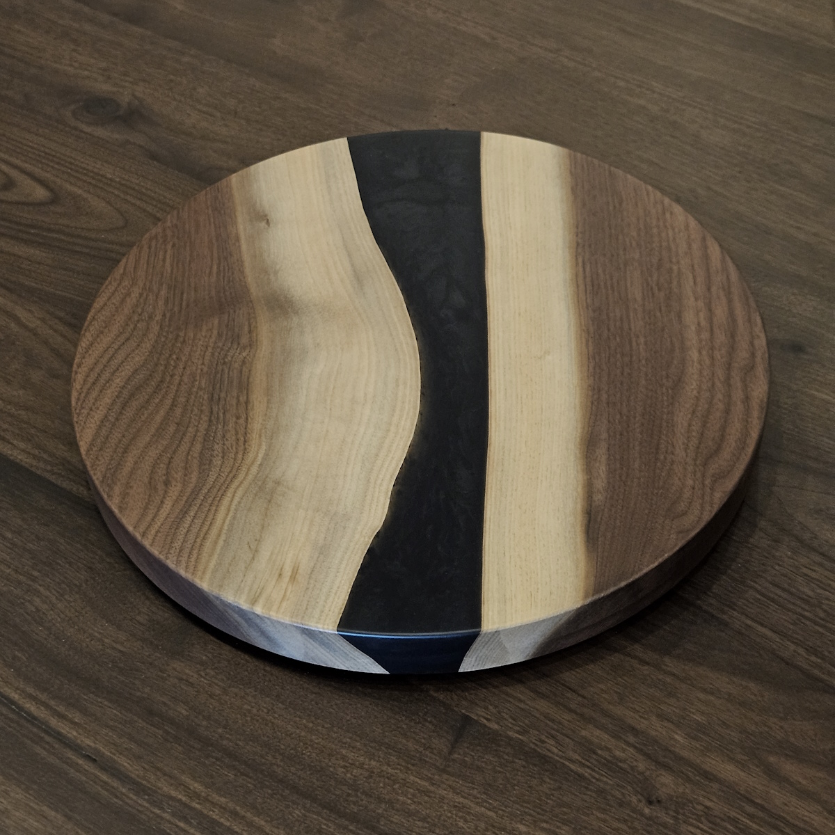 Walnut & Grey Epoxy Lazy Susan Image