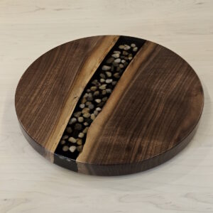 157 279 G Walnut Pebbles Epoxy Round Lazy Susan WEB
