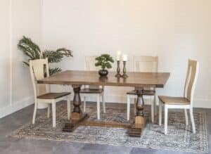 Rough Sawn Double Pedestal Table Image
