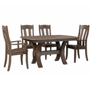 297 Zeigler Trestle Table Austin Chair Rustic Hickory OCS Cappuccino